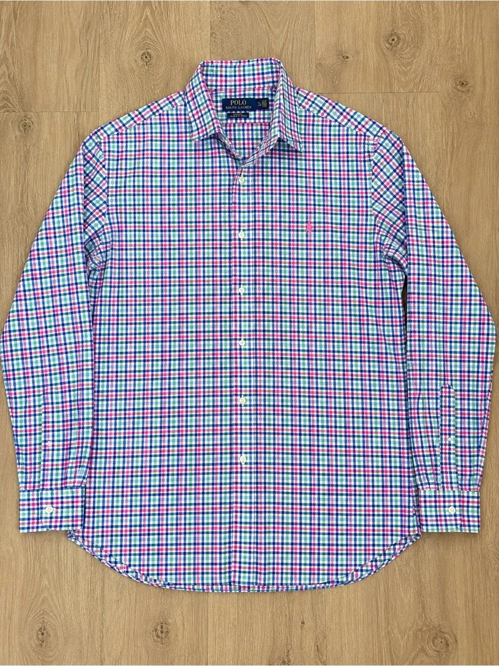 Polo by Ralph Lauren Pink, Blue & White Plaid Long-Sleeve Button-Down Shirt